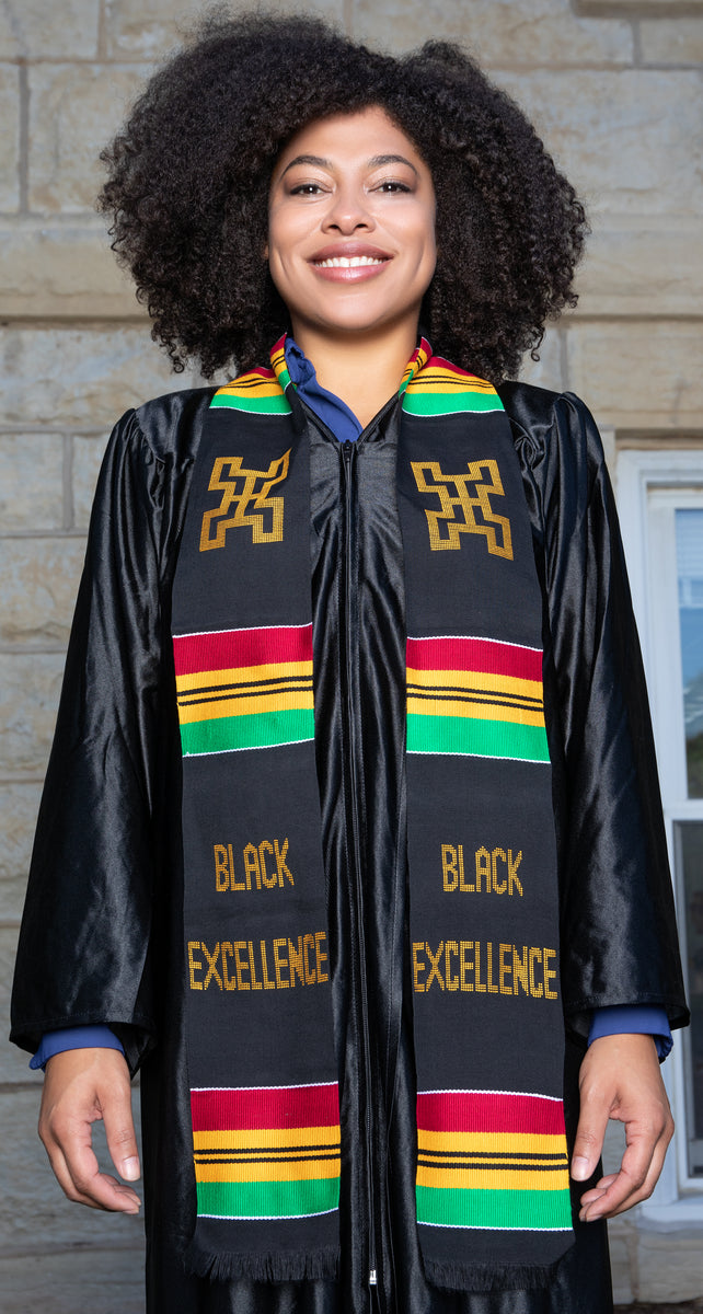 slim fit dress slacks TR55-Black Excellence Kente Graduation Stole